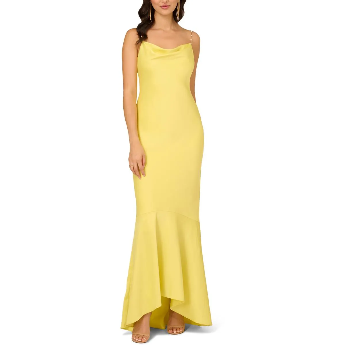 Womens Satin Sleeveless Evening Dress
