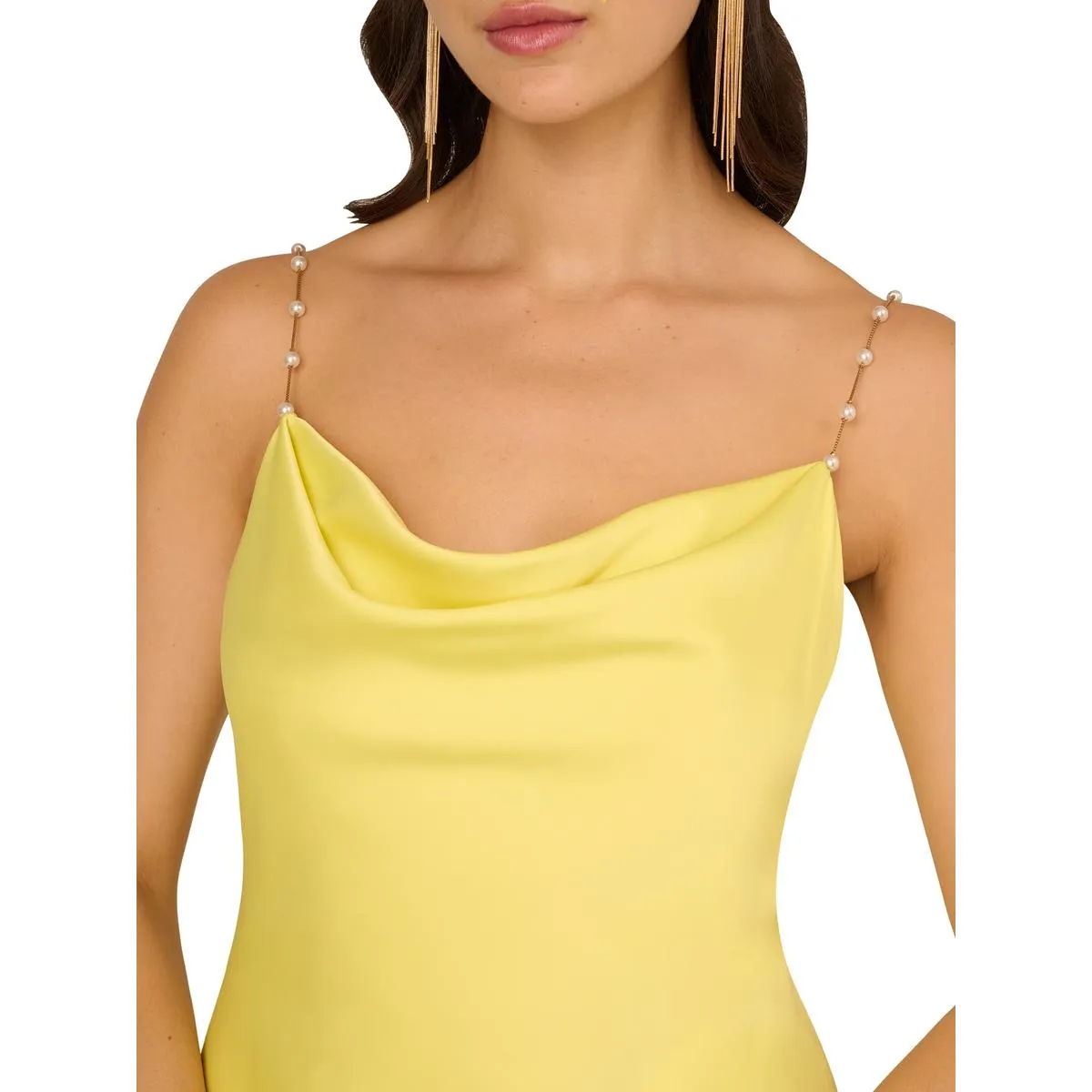 Womens Satin Sleeveless Evening Dress